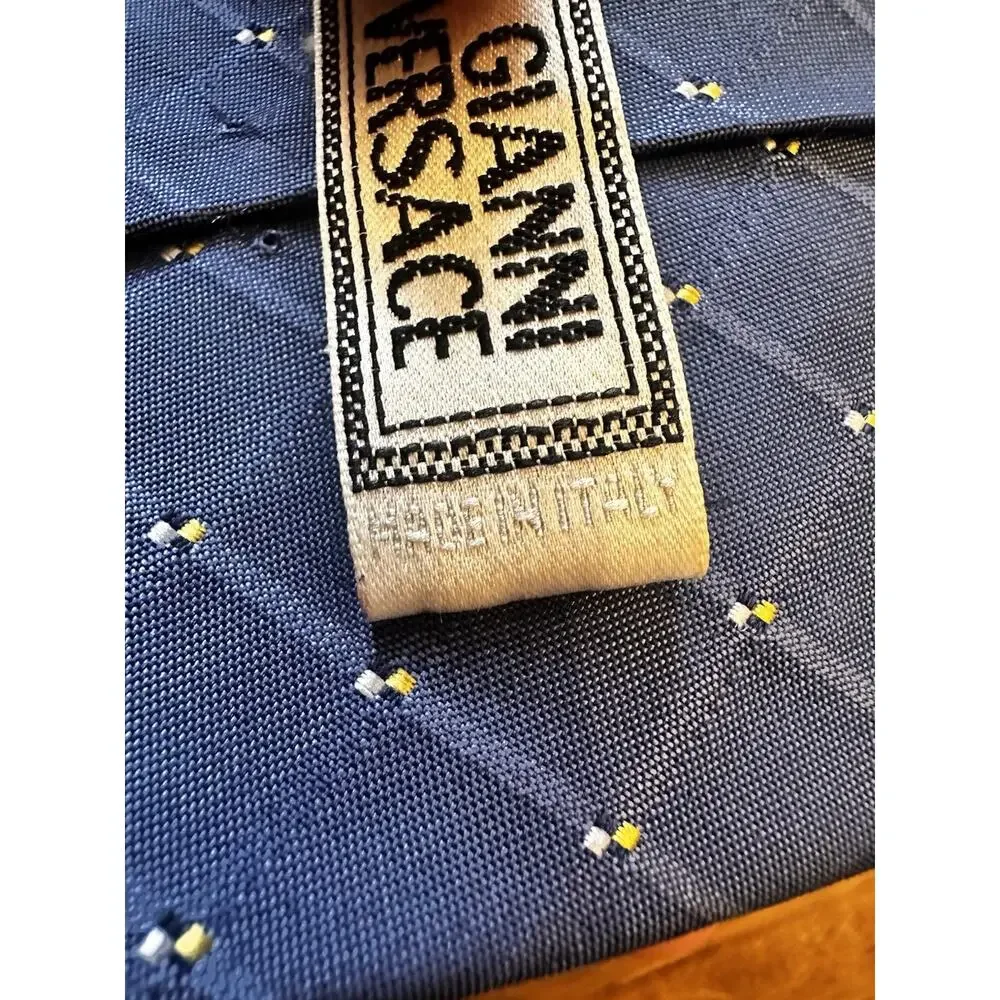 Gianni Versace Necktie Neck Tie Silk Designer Made In Italy Navy